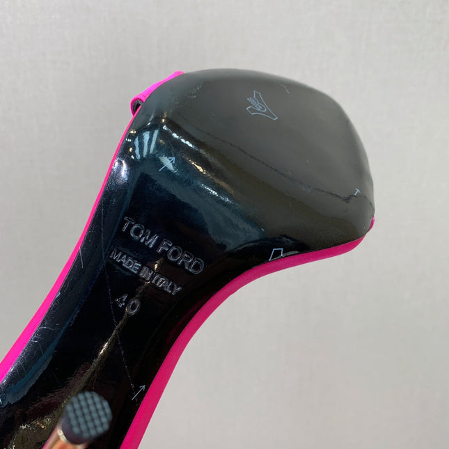 ANKLE SANDAL 10 CM IN BRIGHT PINK SILK AND SHEEPSKIN