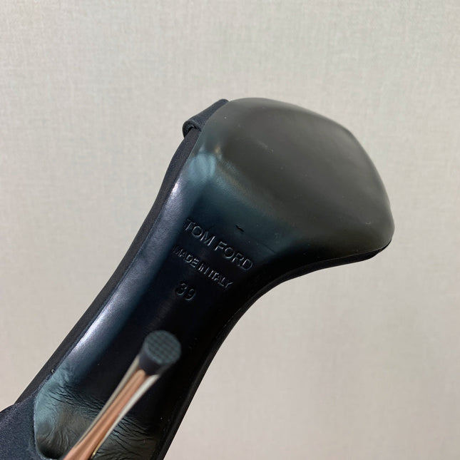 ANKLE SANDAL 10 CM IN BLACK SILK AND SHEEPSKIN