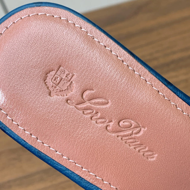 FLAT SLIPPERS IN NAVY BLUE LAMBSKIN OSTRICH SKIN