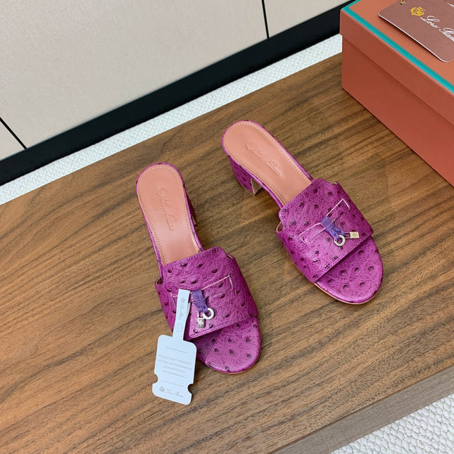 HIGH HEEL IN PURPLE LAMBSKIN OSTRICH SKIN