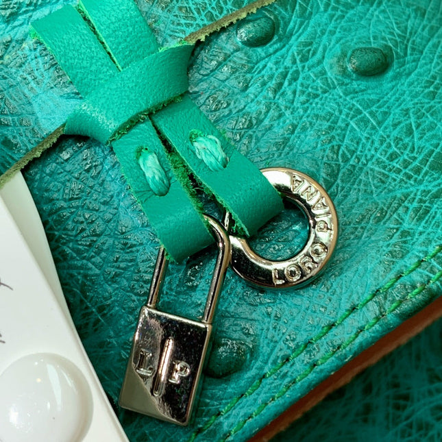 HIGH HEEL IN TEAL GREEN LAMBSKIN OSTRICH SKIN