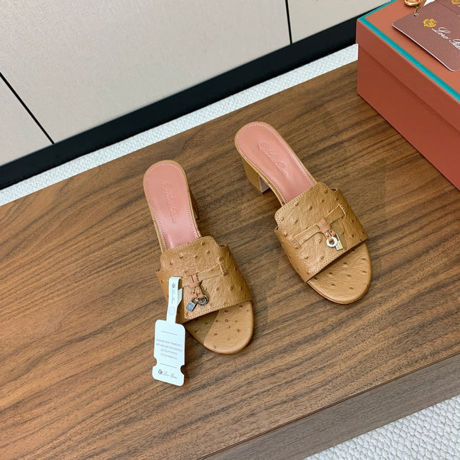 HIGH HEEL IN LIGHT BROWN LAMBSKIN OSTRICH SKIN