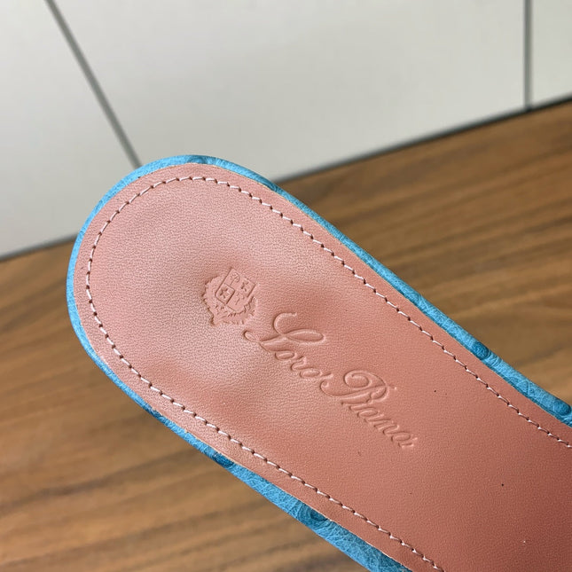 HIGH HEEL IN LIGHT BLUE LAMBSKIN OSTRICH SKIN