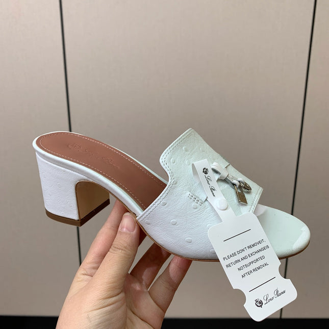 HIGH HEEL IN WHITE LAMBSKIN OSTRICH SKIN