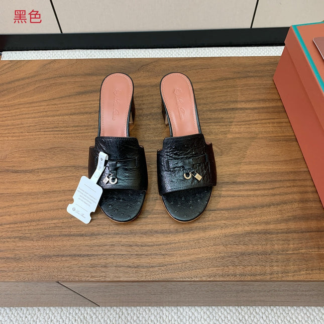 HIGH HEEL IN BLACK LAMBSKIN OSTRICH SKIN