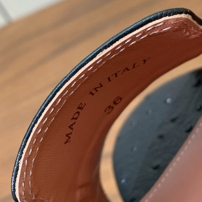 HIGH HEEL IN BLACK LAMBSKIN OSTRICH SKIN