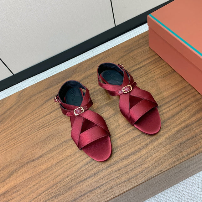 SANDALS IN RUBY RED SATIN