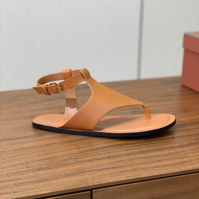 FLIP FLOPS SANDAL IN LIGHT BROWN CALFSKIN