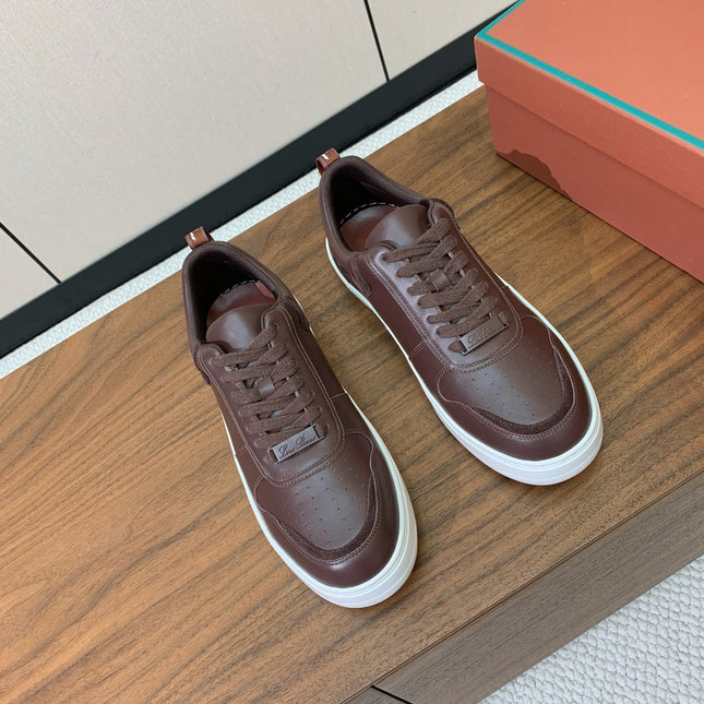 LP SNEAKERS IN AUBURN BROWN CALFSKIN WHITE SOLE
