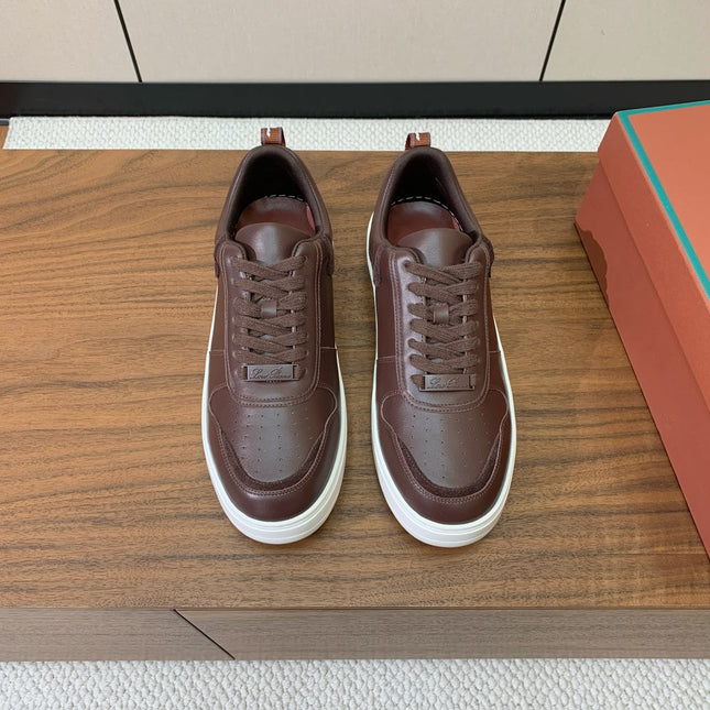 LP SNEAKERS IN AUBURN BROWN CALFSKIN WHITE SOLE