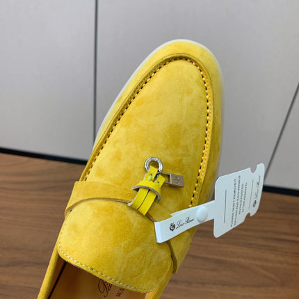 LP LOAFERS 25S IN YELLOW CASHMERE WITH SILVER HARDWARE