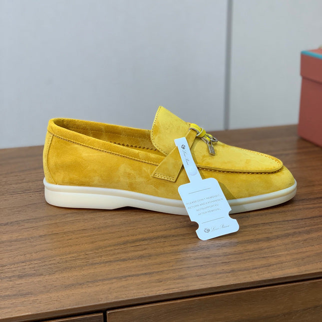 LP LOAFERS 25S IN YELLOW CASHMERE WITH SILVER HARDWARE