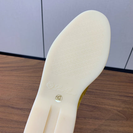 LP LOAFERS 25S IN YELLOW CASHMERE WITH SILVER HARDWARE