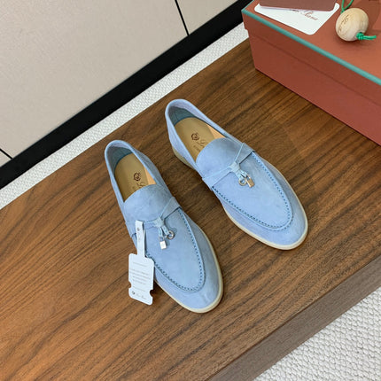 LP LOAFERS 25S IN SKY BLUE CASHMERE WITH SILVER HARDWARE