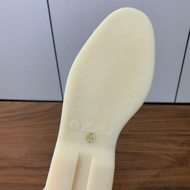 LP LOAFERS 25S IN SKY BLUE CASHMERE WITH SILVER HARDWARE