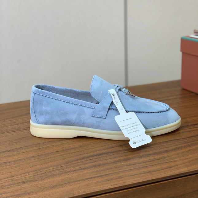 LP LOAFERS 25S IN SKY BLUE CASHMERE WITH SILVER HARDWARE