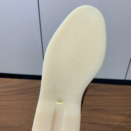 LP LOAFERS 25S IN ASH BROWN CASHMERE WITH SILVER HARDWARE