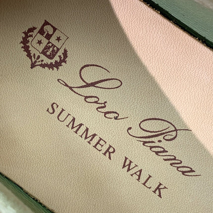 LP LOAFERS 25S IN DRIED LEAF GREEN CASHMERE WITH SILVER HARDWARE