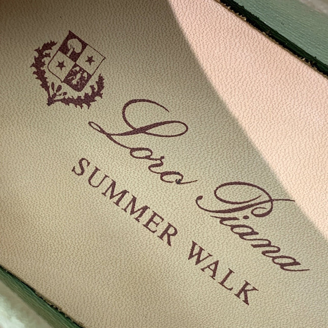 LP LOAFERS 25S IN DRIED LEAF GREEN CASHMERE WITH SILVER HARDWARE