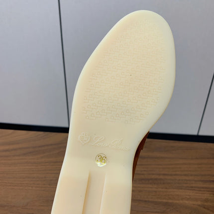 LP LOAFERS 25S IN BROWN CASHMERE WITH SILVER HARDWARE