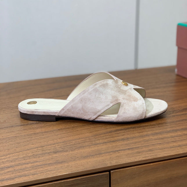 FLAT SLIPPERS IN LIGHT PINK SUEDE