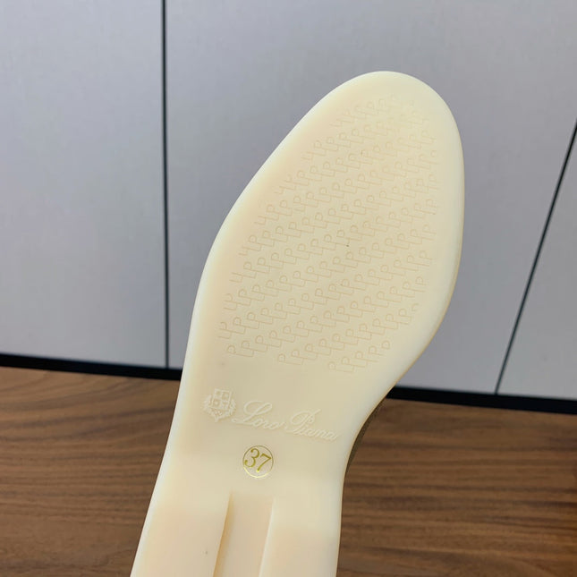 LP FLAT MULES 25S IN MOSS GRAY LAMBSKIN WITH SILVER HARDWARE