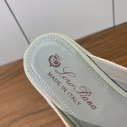 LP FLAT MULES 25S IN MOSS GRAY LAMBSKIN WITH SILVER HARDWARE