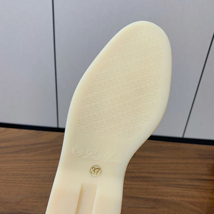 LP FLAT MULES 25S IN BROWN LAMBSKIN WITH SILVER HARDWARE