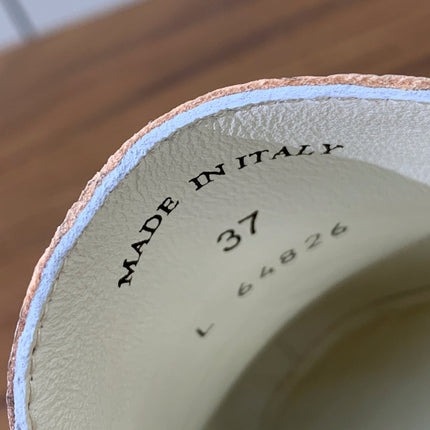 LP FLAT MULES 25S IN CREAM WHITE LAMBSKIN WITH SILVER HARDWARE