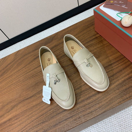 LP LOAFERS 25S IN MOSS GRAY LAMBSKIN WITH SILVER HARDWARE