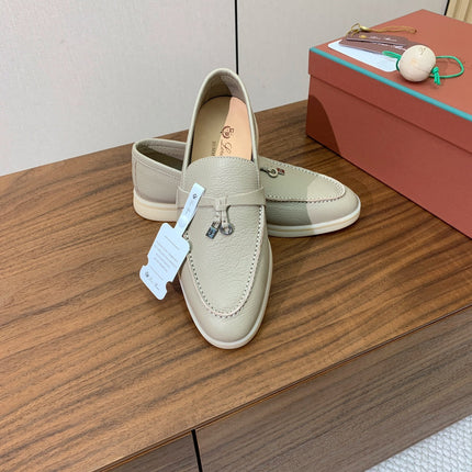 LP LOAFERS 25S IN MOSS GRAY LAMBSKIN WITH SILVER HARDWARE