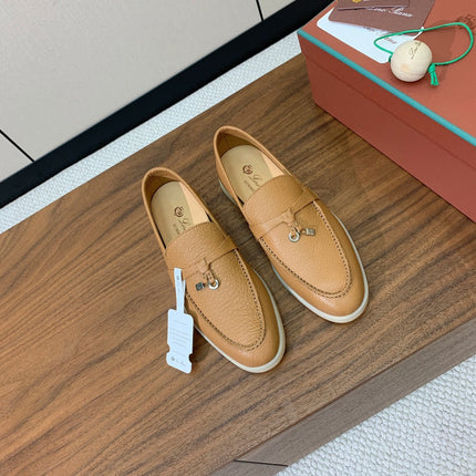 LP LOAFERS 25S IN BROWN LAMBSKIN WITH SILVER HARDWARE