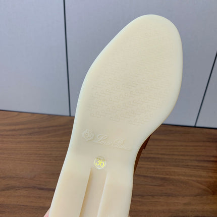 LP LOAFERS 25S IN BROWN LAMBSKIN WITH SILVER HARDWARE