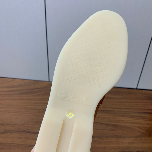 LP LOAFERS 25S IN BROWN LAMBSKIN WITH SILVER HARDWARE