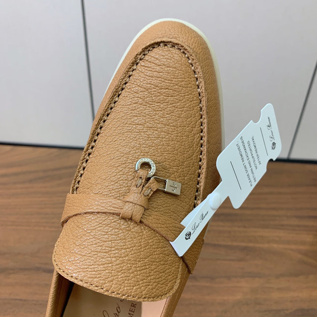 LP LOAFERS 25S IN BROWN LAMBSKIN WITH SILVER HARDWARE