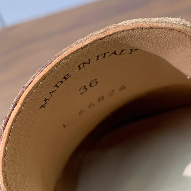 LP LOAFERS 25S IN BROWN LAMBSKIN WITH SILVER HARDWARE