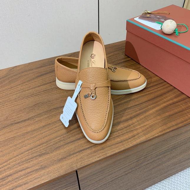 LP LOAFERS 25S IN BROWN LAMBSKIN WITH SILVER HARDWARE