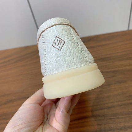 LP LOAFERS 25S IN CREAM WHITE LAMBSKIN WITH SILVER HARDWARE