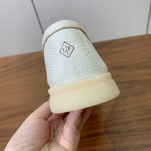 LP LOAFERS 25S IN CREAM WHITE LAMBSKIN WITH SILVER HARDWARE