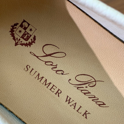 LP LOAFERS 25S IN CREAM WHITE LAMBSKIN WITH SILVER HARDWARE