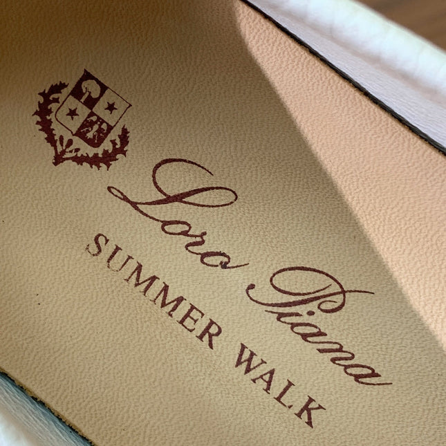 LP LOAFERS 25S IN CREAM WHITE LAMBSKIN WITH SILVER HARDWARE