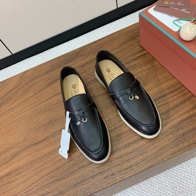 LP LOAFERS 25S IN BLACK LAMBSKIN WITH SILVER HARDWARE