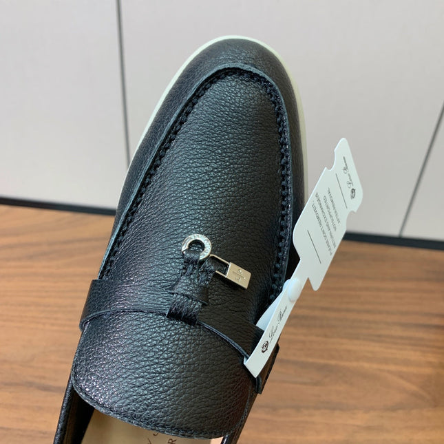 LP LOAFERS 25S IN BLACK LAMBSKIN WITH SILVER HARDWARE