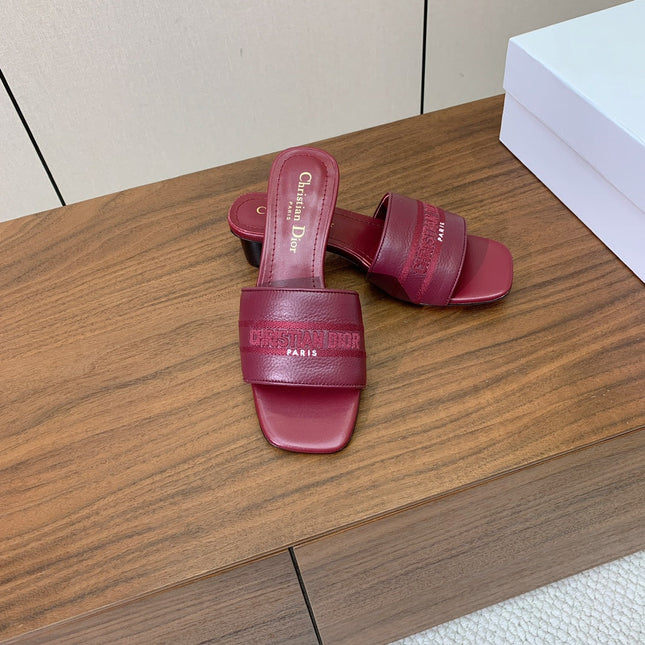 DIOR 25S HIGH-HEEL SANDALS 40 MM IN DARK RED CALFSKIN