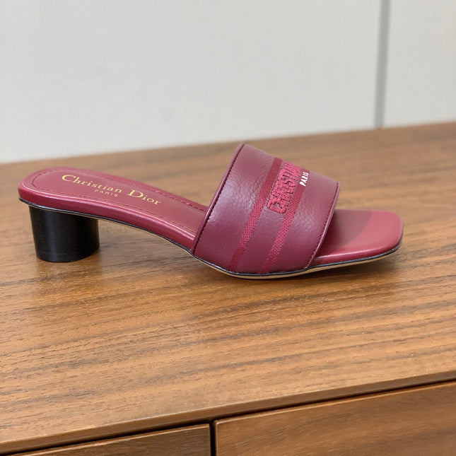 DIOR 25S HIGH-HEEL SANDALS 40 MM IN DARK RED CALFSKIN