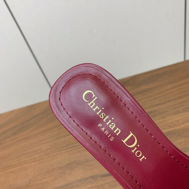 DIOR 25S HIGH-HEEL SANDALS 40 MM IN DARK RED CALFSKIN