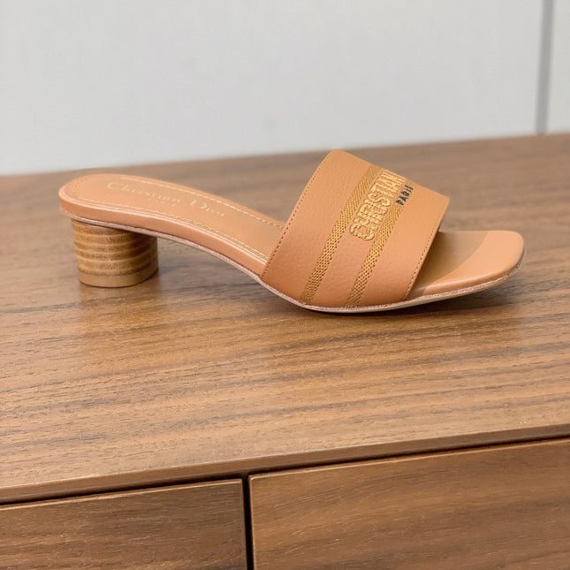 DIOR 25S HIGH-HEEL SANDALS 40 MM IN LIGHT BROWN CALFSKIN