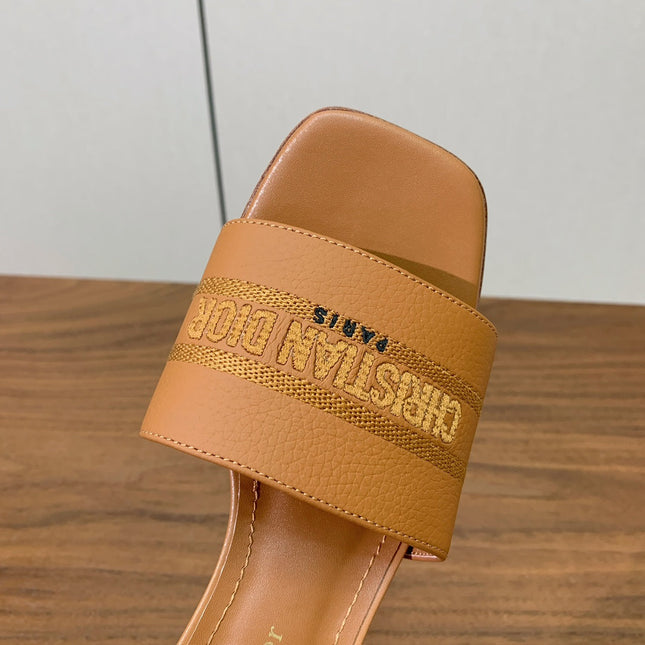 DIOR 25S HIGH-HEEL SANDALS 40 MM IN LIGHT BROWN CALFSKIN