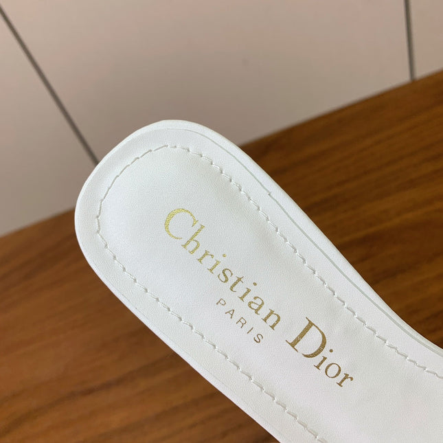 DIOR 25S HIGH-HEEL SANDALS 40 MM IN WHITE CALFSKIN
