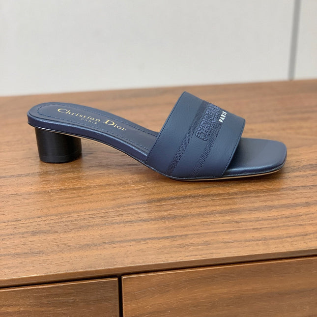 DIOR 25S HIGH-HEEL SANDALS 40 MM IN DEEP NAVY BLUE CALFSKIN